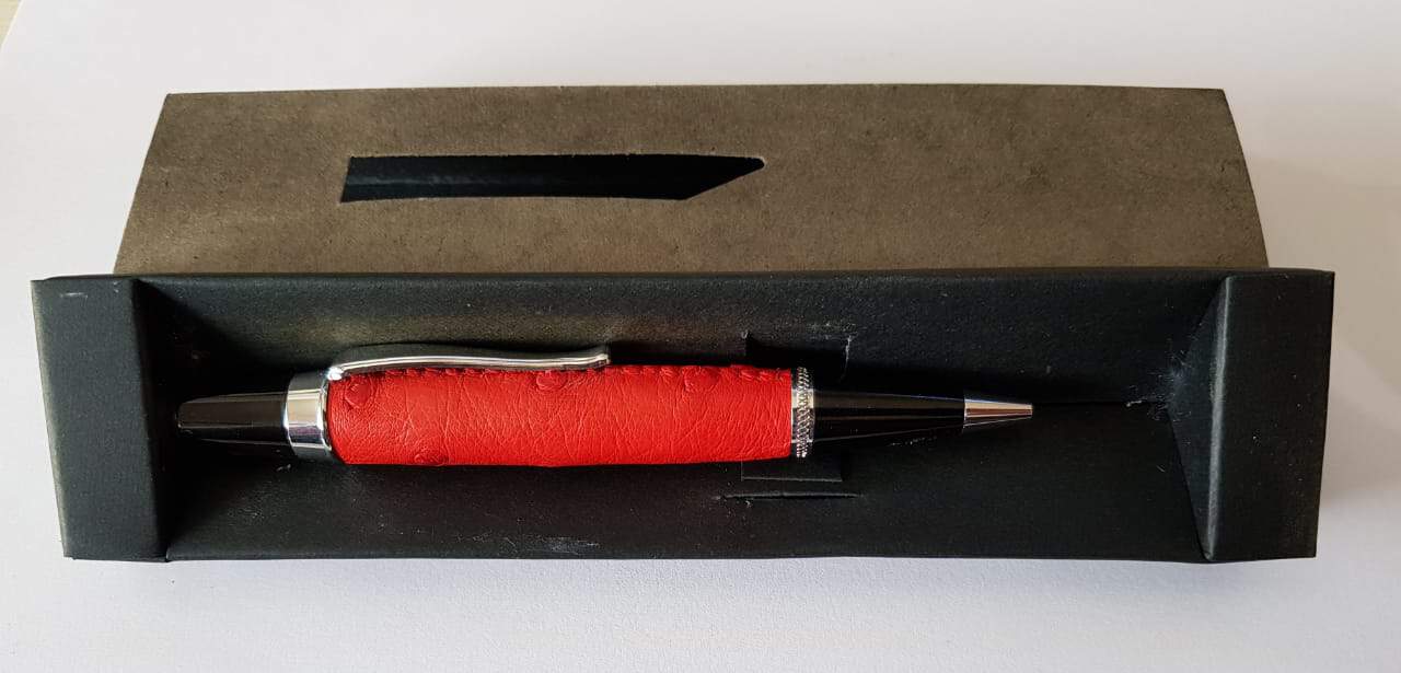 Executive ostrich pen with leather